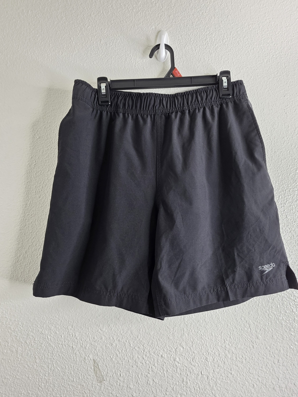 Speedo Mens Swim Trunks Size S Black Gray Board Shorts Drawstring